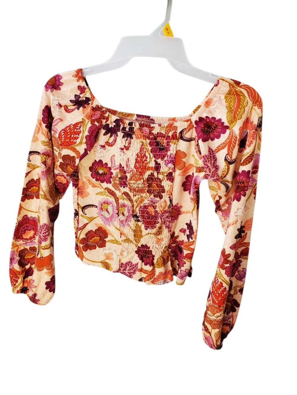 Old Navy Cream Floral Smocked Off-Shoulder Top